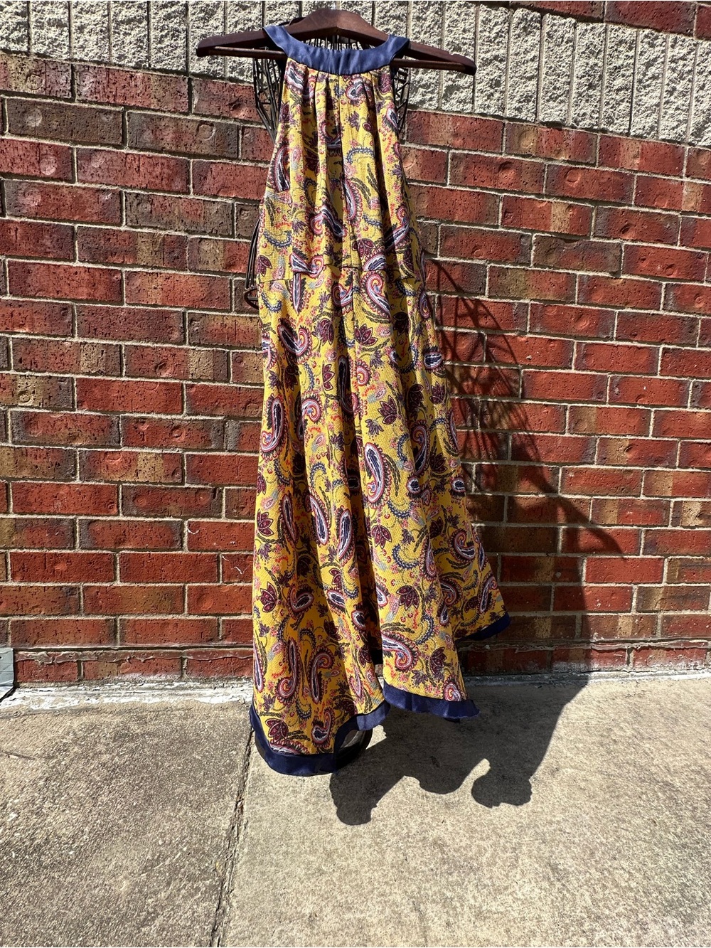 Eva Franco Halter Handkerchief Dress Mustard Paisley Floral MIDI Anthropologie - Picture 6 of 14